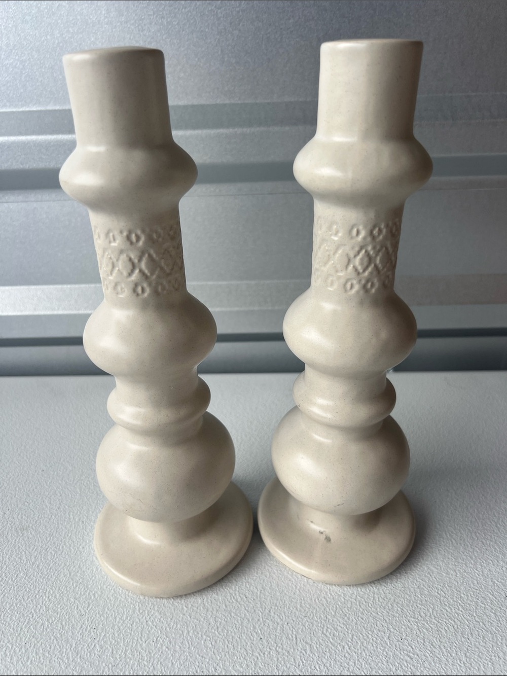 Neutral Ceramic Candle Holders - Set of 2 tall z14